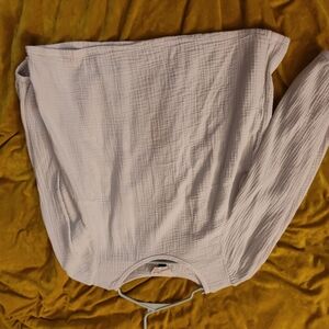 White Textured Muslin Long Sleeve Top